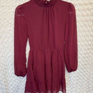 Altar’d State size S Elegant Burgundy Long Sleeve Dress